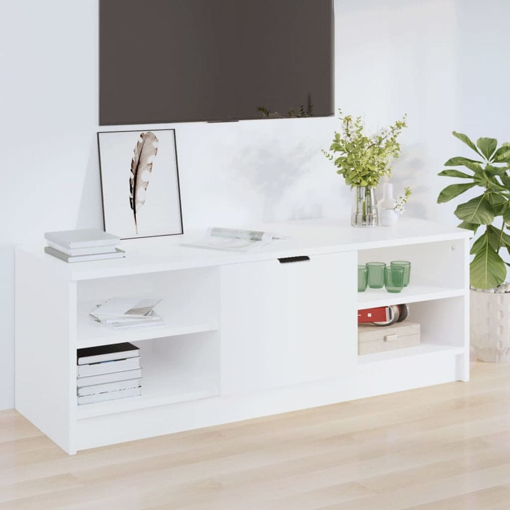 Vidaxl TV stolík biely 102x35,5x36,5 cm spracované drevo